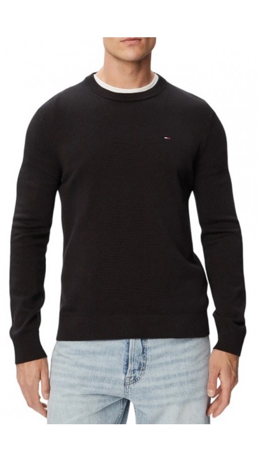 TOMMY JEANS SLIM ESS LIGHT SWEATER EXT ΠΛΕΚΤΗ ΜΠΛΟΥΖΑ ΑΝΔΡΙΚΗ BLACK