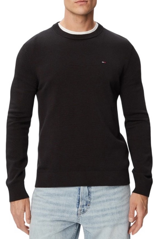 TOMMY JEANS SLIM ESS LIGHT SWEATER EXT ΠΛΕΚΤΗ ΜΠΛΟΥΖΑ ΑΝΔΡΙΚΗ BLACK