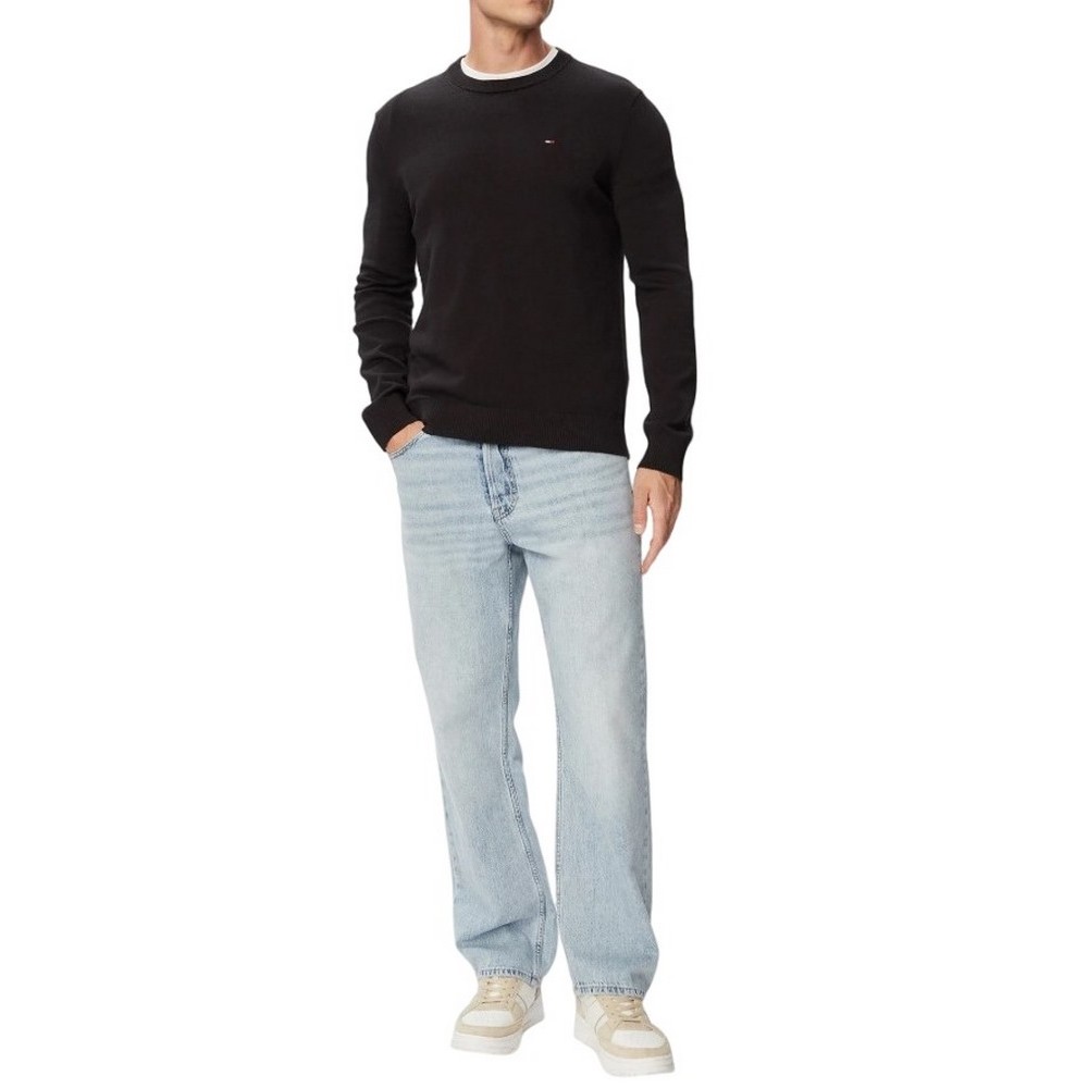 TOMMY JEANS SLIM ESS LIGHT SWEATER EXT ΠΛΕΚΤΗ ΜΠΛΟΥΖΑ ΑΝΔΡΙΚΗ BLACK