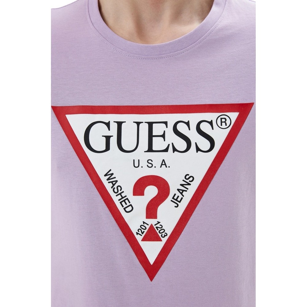 GUESS CN SS ORIGINAL LOGO TEE T-SHIRT ΑΝΔΡΙΚΟ LILA