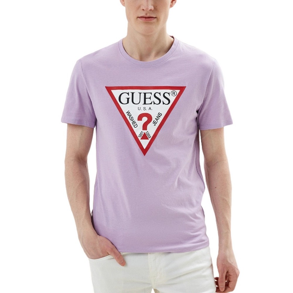 GUESS CN SS ORIGINAL LOGO TEE T-SHIRT ΑΝΔΡΙΚΟ LILA