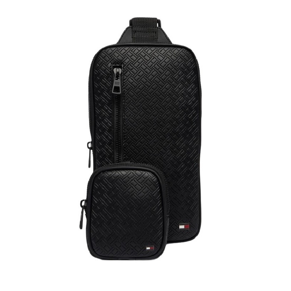 TOMMY HILFIGER EMBOSSED FLAG SLING BAG ΤΣΑΝΤΑ ΑΝΔΡΙΚΗ BLACK