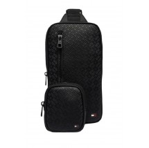 TOMMY HILFIGER EMBOSSED FLAG SLING BAG ΤΣΑΝΤΑ ΑΝΔΡΙΚΗ BLACK