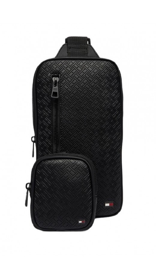 TOMMY HILFIGER EMBOSSED FLAG SLING BAG ΤΣΑΝΤΑ ΑΝΔΡΙΚΗ BLACK