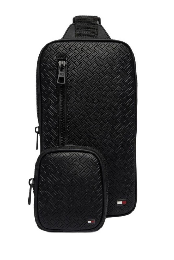 TOMMY HILFIGER EMBOSSED FLAG SLING BAG ΤΣΑΝΤΑ ΑΝΔΡΙΚΗ BLACK