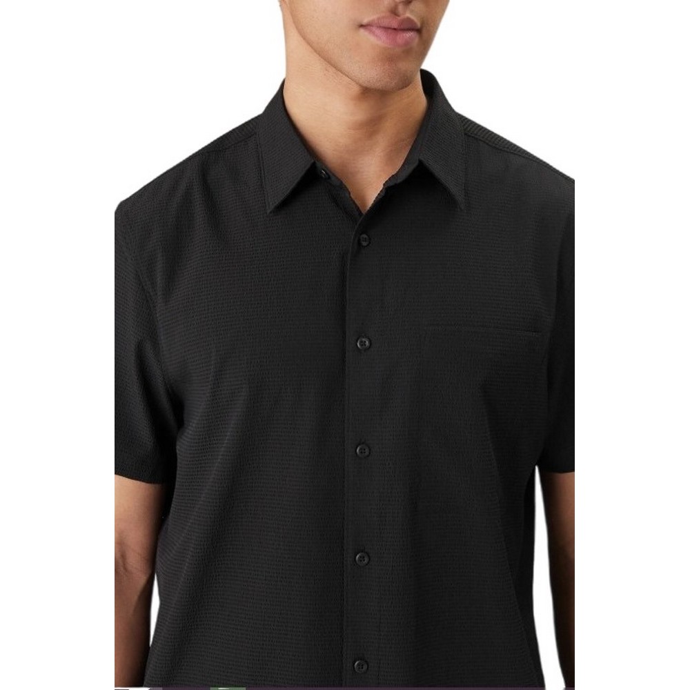 CALVIN KLEIN SOLID SEERSUCKER CLASSIC SHIRT ΚΟΝΤΟΜΑΝΙΚΟ ΠΟΥΚΑΜΙΣΟ ΑΝΔΡΙΚΟ BLACK