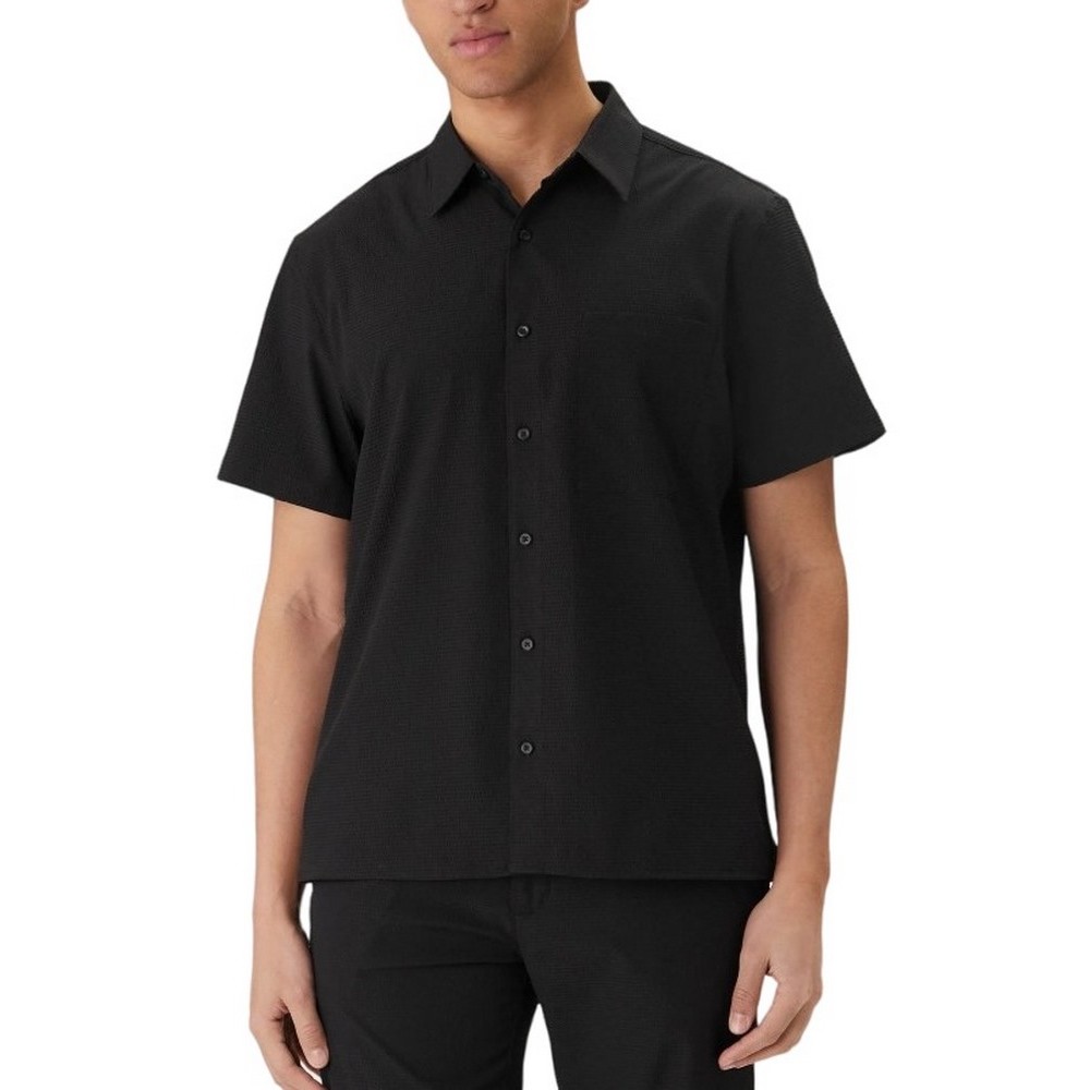 CALVIN KLEIN SOLID SEERSUCKER CLASSIC SHIRT ΚΟΝΤΟΜΑΝΙΚΟ ΠΟΥΚΑΜΙΣΟ ΑΝΔΡΙΚΟ BLACK