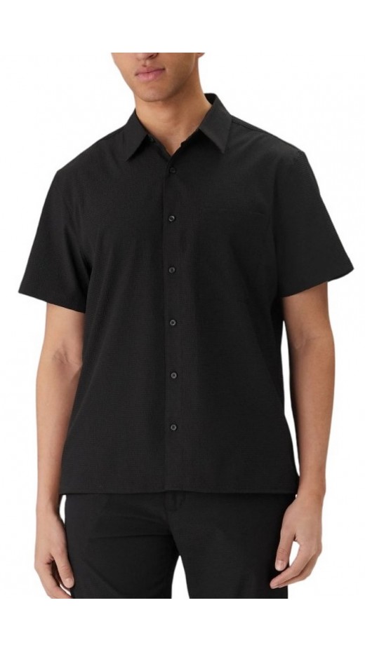 CALVIN KLEIN SOLID SEERSUCKER CLASSIC SHIRT ΚΟΝΤΟΜΑΝΙΚΟ ΠΟΥΚΑΜΙΣΟ ΑΝΔΡΙΚΟ BLACK