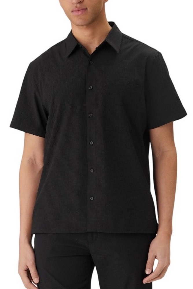CALVIN KLEIN SOLID SEERSUCKER CLASSIC SHIRT ΚΟΝΤΟΜΑΝΙΚΟ ΠΟΥΚΑΜΙΣΟ ΑΝΔΡΙΚΟ BLACK