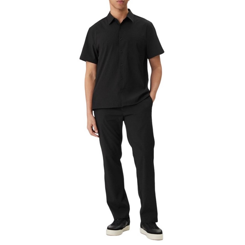 CALVIN KLEIN SOLID SEERSUCKER CLASSIC SHIRT ΚΟΝΤΟΜΑΝΙΚΟ ΠΟΥΚΑΜΙΣΟ ΑΝΔΡΙΚΟ BLACK