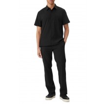 CALVIN KLEIN SOLID SEERSUCKER CLASSIC SHIRT ΚΟΝΤΟΜΑΝΙΚΟ ΠΟΥΚΑΜΙΣΟ ΑΝΔΡΙΚΟ BLACK