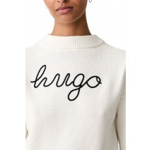 HUGO BOSS SAJE B SWEATER ΜΠΛΟΥΖΑ ΠΛΕΚΤΗ ΓΥΝΑΙΚΕΙΑ WHITE