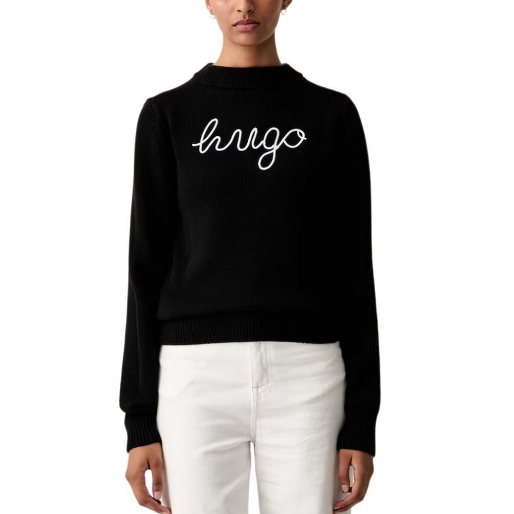 HUGO BOSS SAJE B SWEATER ΜΠΛΟΥΖΑ ΠΛΕΚΤΗ ΓΥΝΑΙΚΕΙΑ BLACK