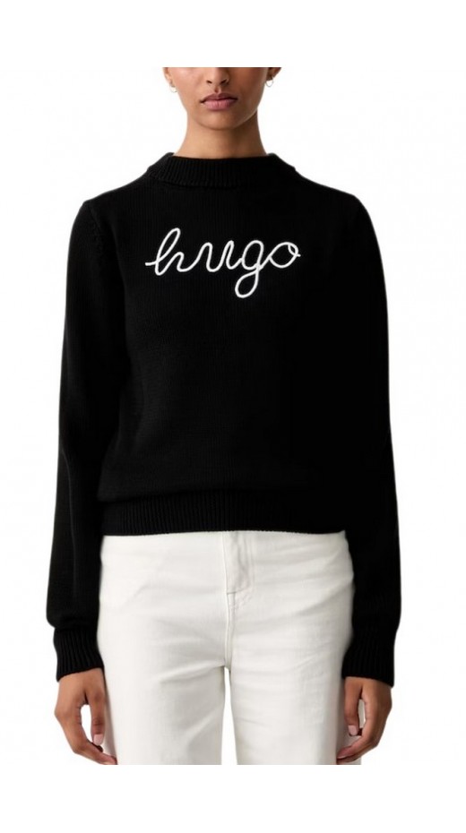 HUGO BOSS SAJE B SWEATER ΜΠΛΟΥΖΑ ΠΛΕΚΤΗ ΓΥΝΑΙΚΕΙΑ BLACK