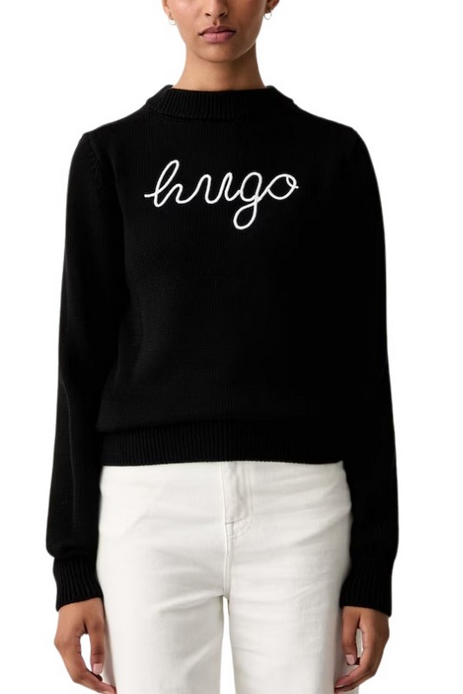 HUGO BOSS SAJE B SWEATER ΜΠΛΟΥΖΑ ΠΛΕΚΤΗ ΓΥΝΑΙΚΕΙΑ BLACK