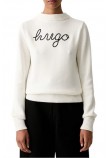 HUGO BOSS SAJE B SWEATER ΜΠΛΟΥΖΑ ΠΛΕΚΤΗ ΓΥΝΑΙΚΕΙΑ WHITE