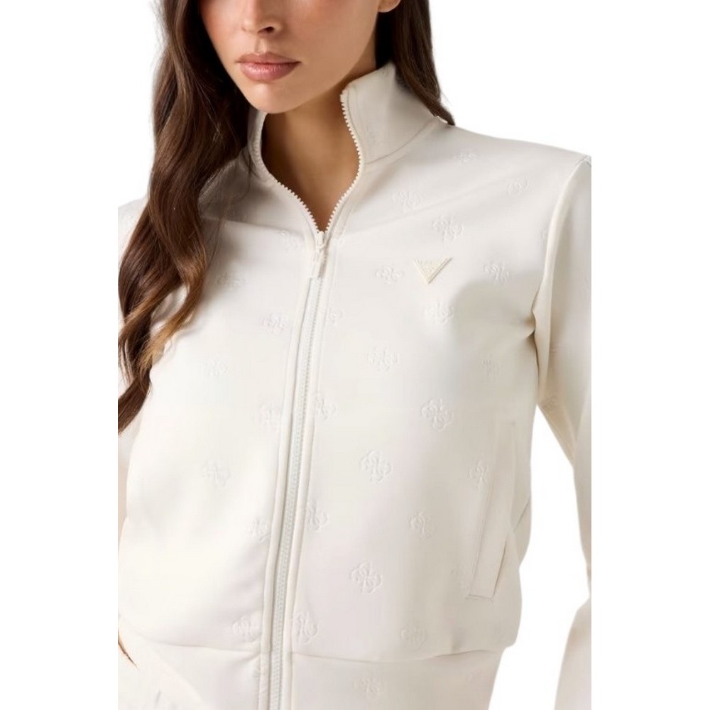 GUESS CALISTA 4G FULL ZIP ΖΑΚΕΤΑ ΦΟΥΤΕΡ ΓΥΝΑΙΚΕΙΑ OFF WHITE