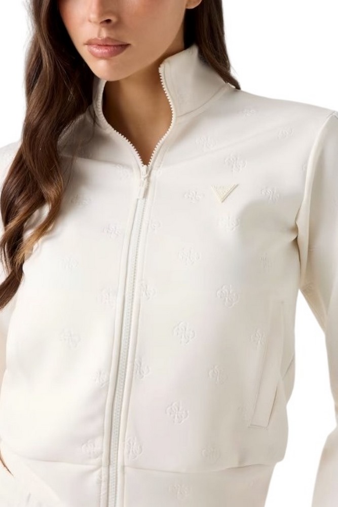 GUESS CALISTA 4G FULL ZIP ΖΑΚΕΤΑ ΦΟΥΤΕΡ ΓΥΝΑΙΚΕΙΑ OFF WHITE