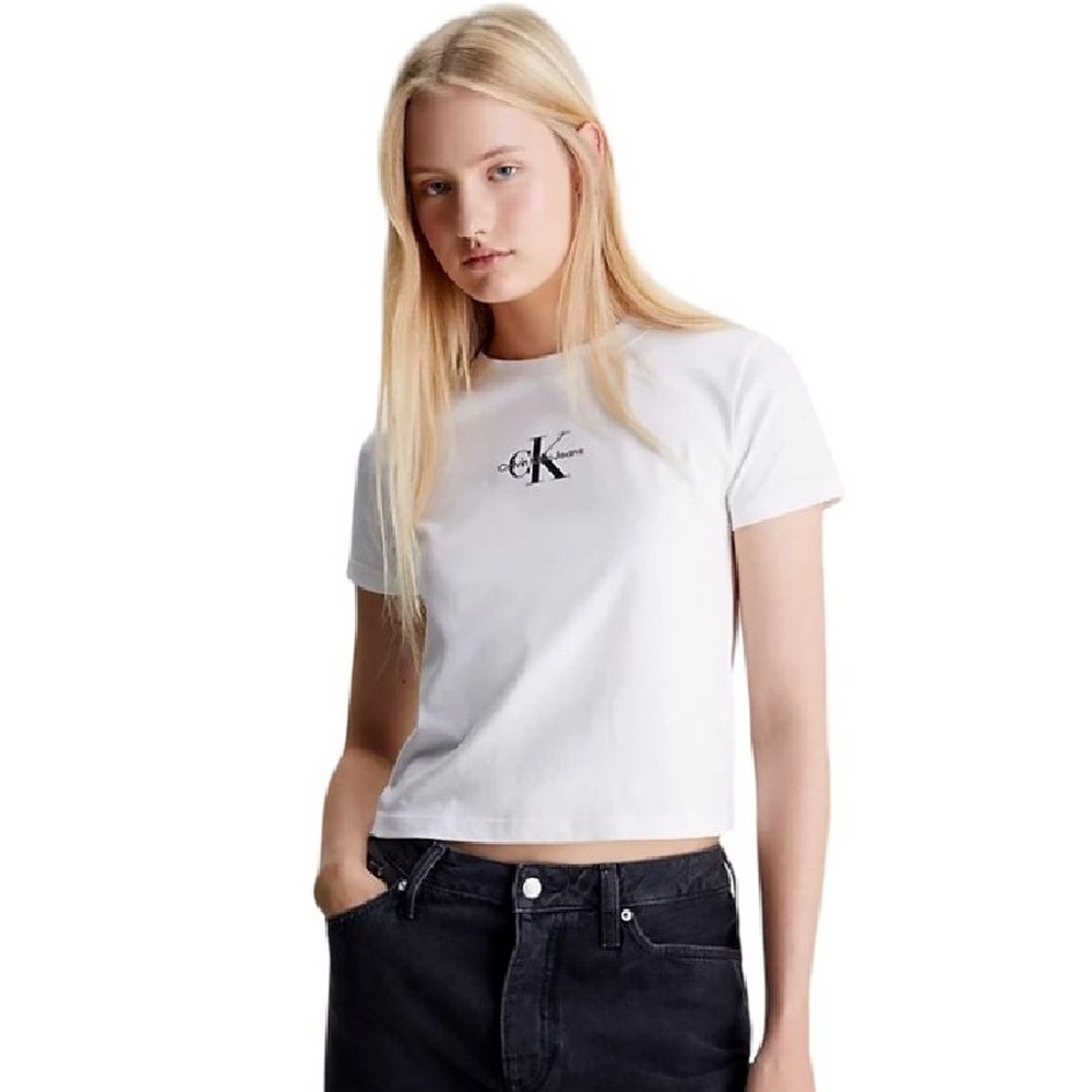 CALVIN KLEIN JEANS MONOLOGO BABY T-SHIRT ΜΠΛΟΥΖΑ ΓΥΝΑΙΚΕΙΑ BRIGHT WHITE