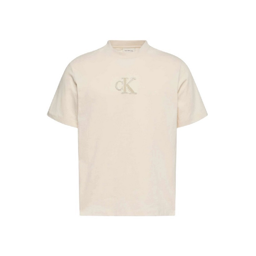 CALVIN KLEIN JEANS SS GIFT GIVING 20S EASY TEE T-SHIRT ΜΠΛΟΥΖΑ ΑΝΔΡΙΚΗ ECRU