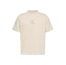 CALVIN KLEIN JEANS SS GIFT GIVING 20S EASY TEE T-SHIRT ΜΠΛΟΥΖΑ ΑΝΔΡΙΚΗ ECRU
