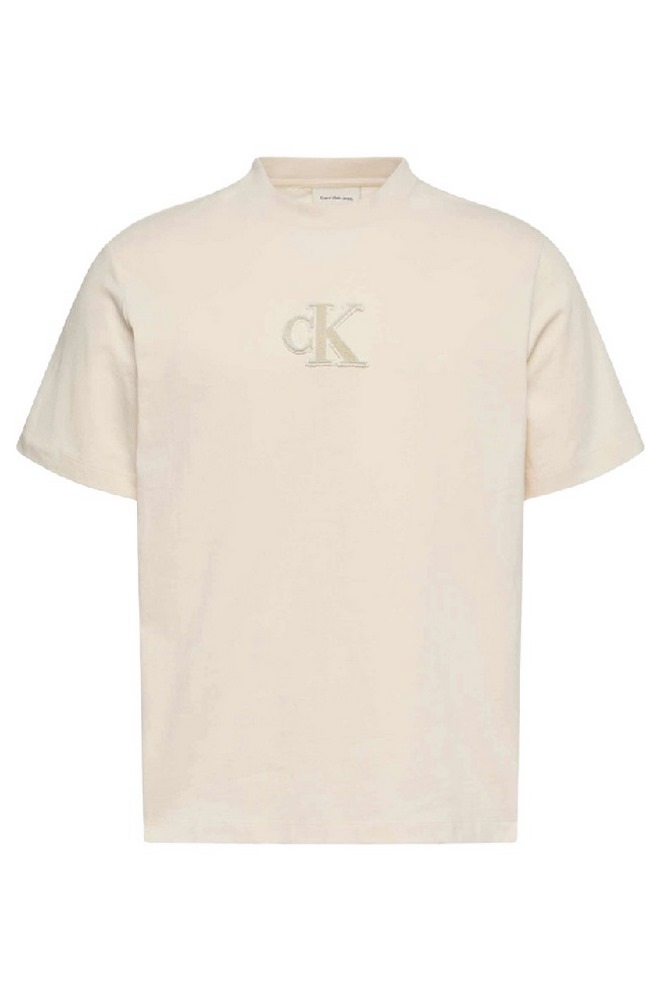CALVIN KLEIN JEANS SS GIFT GIVING 20S EASY TEE T-SHIRT ΜΠΛΟΥΖΑ ΑΝΔΡΙΚΗ ECRU