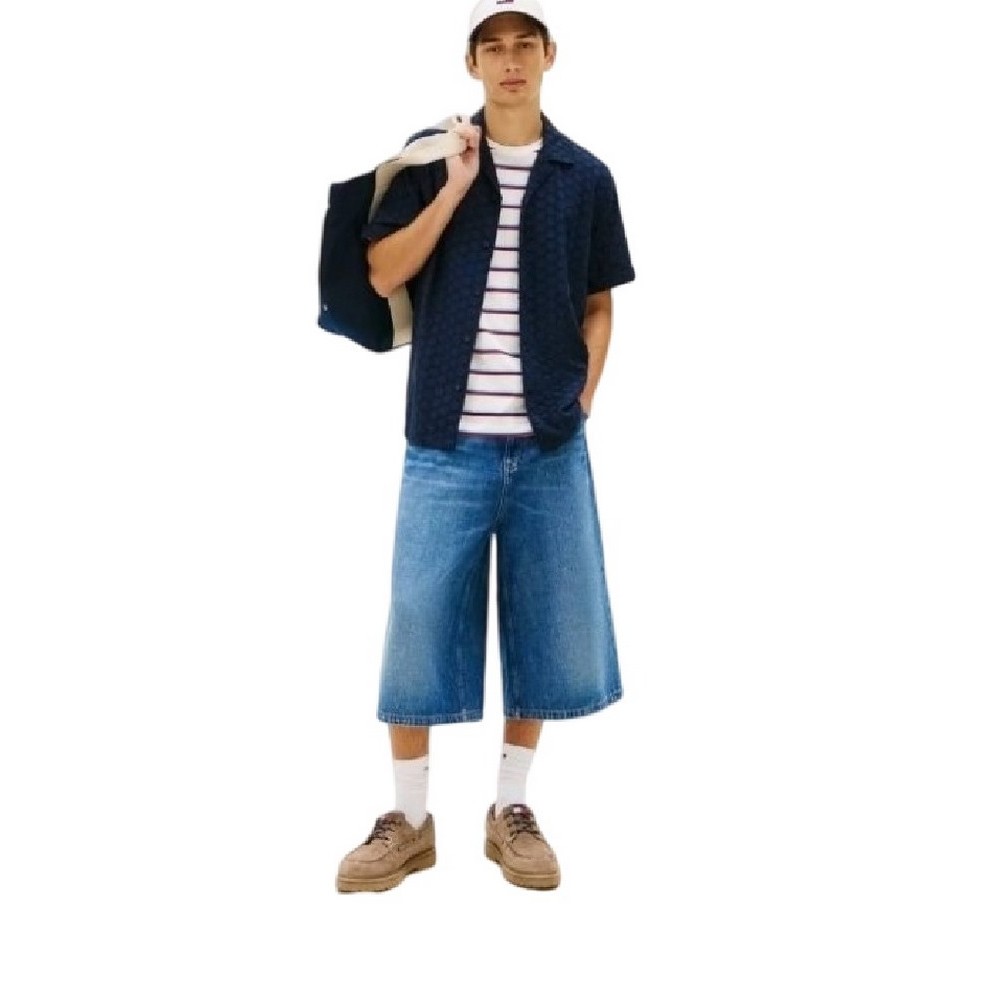 TOMMY JEANS REG EMBRODRD SHIRT ΠΟΥΚΑΜΙΣΟ ΚΟΝΤΟΜΑΝΙΚΟ ΑΝΔΡΙΚΟ NAVY