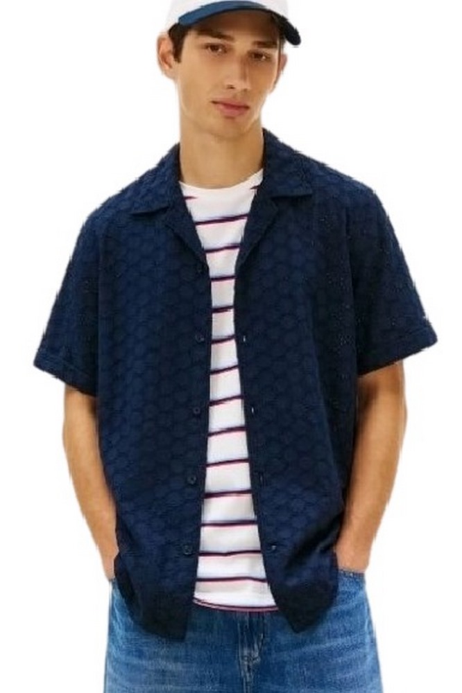 TOMMY JEANS REG EMBRODRD SHIRT ΠΟΥΚΑΜΙΣΟ ΚΟΝΤΟΜΑΝΙΚΟ ΑΝΔΡΙΚΟ NAVY