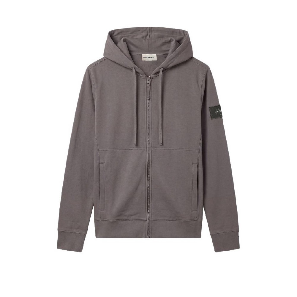 CALVIN KLEIN JEANS LS EU 350TERRY BADGE FZ HOODIE ΖΑΚΕΤΑ ΦΟΥΤΕΡ ΑΝΔΡΙΚΗ STEEL GRAY