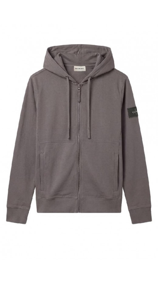 CALVIN KLEIN JEANS LS EU 350TERRY BADGE FZ HOODIE ΖΑΚΕΤΑ ΦΟΥΤΕΡ ΑΝΔΡΙΚΗ STEEL GRAY