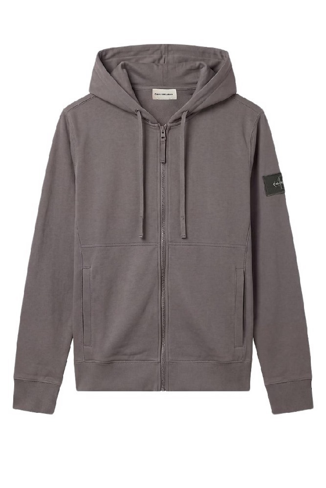 CALVIN KLEIN JEANS LS EU 350TERRY BADGE FZ HOODIE ΖΑΚΕΤΑ ΦΟΥΤΕΡ ΑΝΔΡΙΚΗ STEEL GRAY