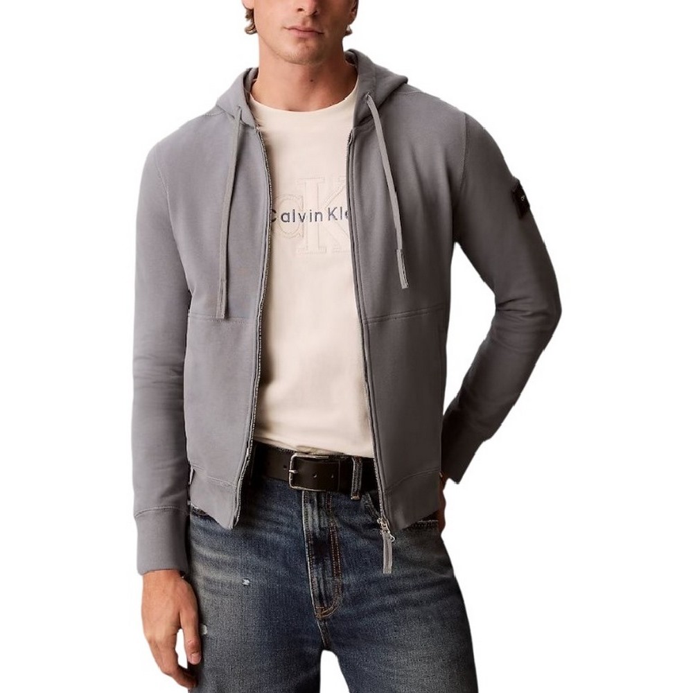 CALVIN KLEIN JEANS LS EU 350TERRY BADGE FZ HOODIE ΖΑΚΕΤΑ ΦΟΥΤΕΡ ΑΝΔΡΙΚΗ STEEL GRAY