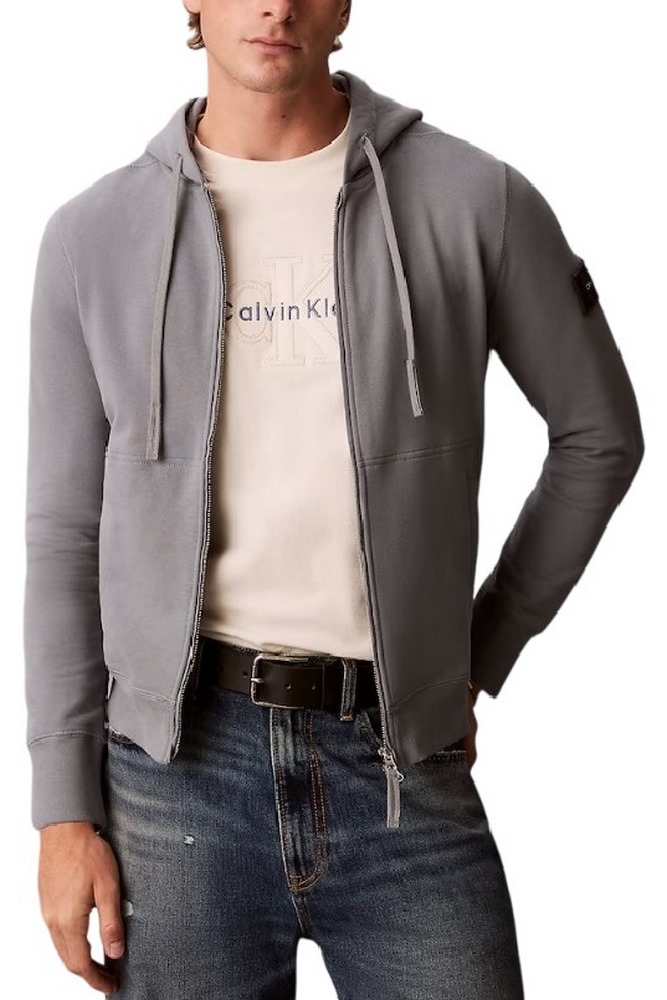 CALVIN KLEIN JEANS LS EU 350TERRY BADGE FZ HOODIE ΖΑΚΕΤΑ ΦΟΥΤΕΡ ΑΝΔΡΙΚΗ STEEL GRAY