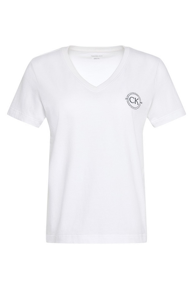 CALVIN KLEIN JEANS SS VNECK GRAPHIC T-SHIRT ΜΠΛΟΥΖΑ ΓΥΝΑΙΚΕΙΑ BRIGHT WHITE
