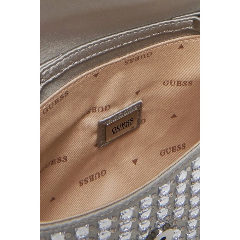 GUESS ZALINA FLAP CLUTCH ΤΣΑΝΤΑ ΓΥΝΑΙΚΕΙΑ SILVER