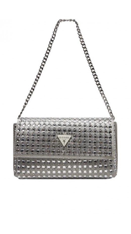 GUESS ZALINA FLAP CLUTCH ΤΣΑΝΤΑ ΓΥΝΑΙΚΕΙΑ SILVER