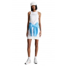 CALVIN KLEIN JEANS ARCHIVAL MONOLOGO RIB TANK DRESS WHITE