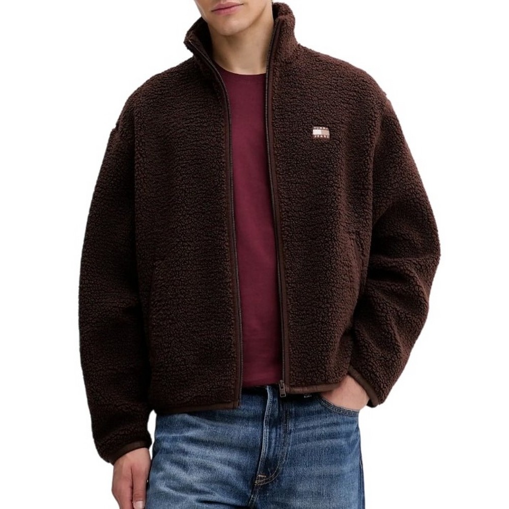 TOMMY JEANS RLX BADGE FZ TEDDY ΖΑΚΕΤΑ ΑΝΔΡΙΚΗ BROWN