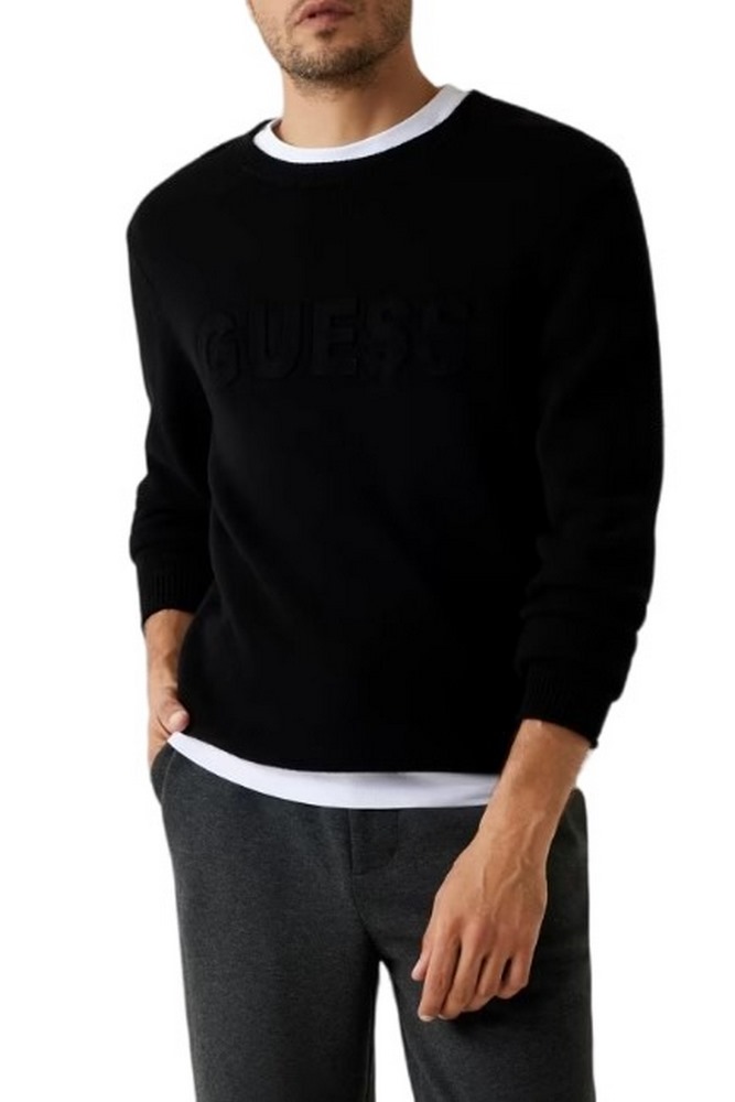 GUESS LOGO SWTR ΜΠΛΟΥΖΑ ΠΛΕΚΤΗ ΑΝΔΡΙΚΗ BLACK