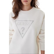 GUESS TRIANGLE STUDS SWEATSHIRT ΦΟΥΤΕΡ ΓΥΝΑΙΚΕΙΟ OFF WHITE