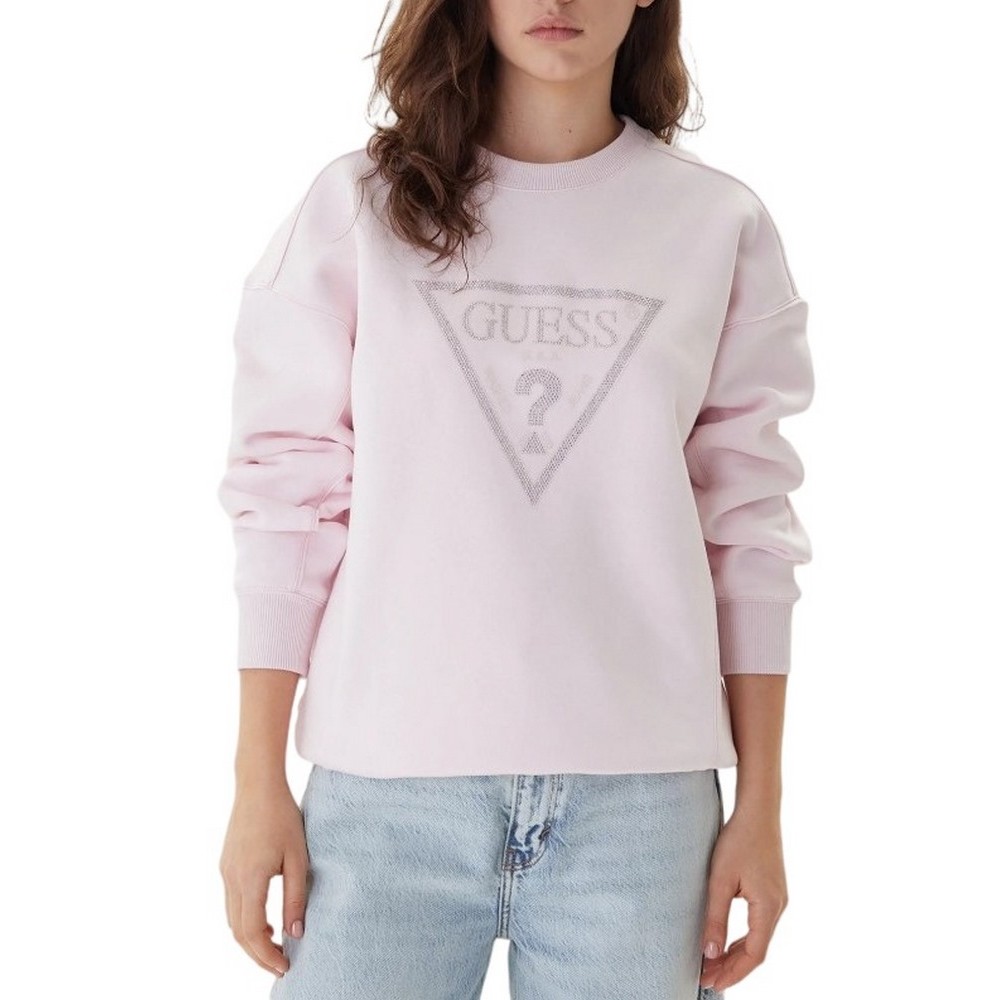 GUESS TRIANGLE STUDS SWEATSHIRT ΦΟΥΤΕΡ ΓΥΝΑΙΚΕΙΟ PINK