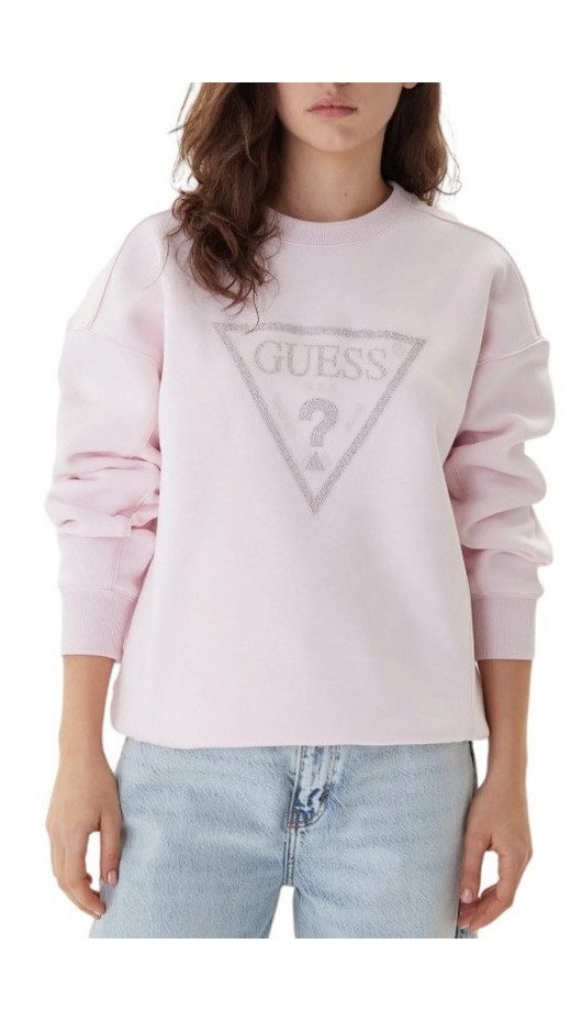 GUESS TRIANGLE STUDS SWEATSHIRT ΦΟΥΤΕΡ ΓΥΝΑΙΚΕΙΟ PINK