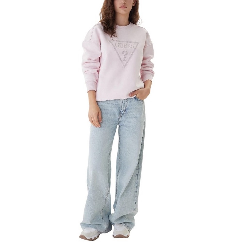 GUESS TRIANGLE STUDS SWEATSHIRT ΦΟΥΤΕΡ ΓΥΝΑΙΚΕΙΟ PINK