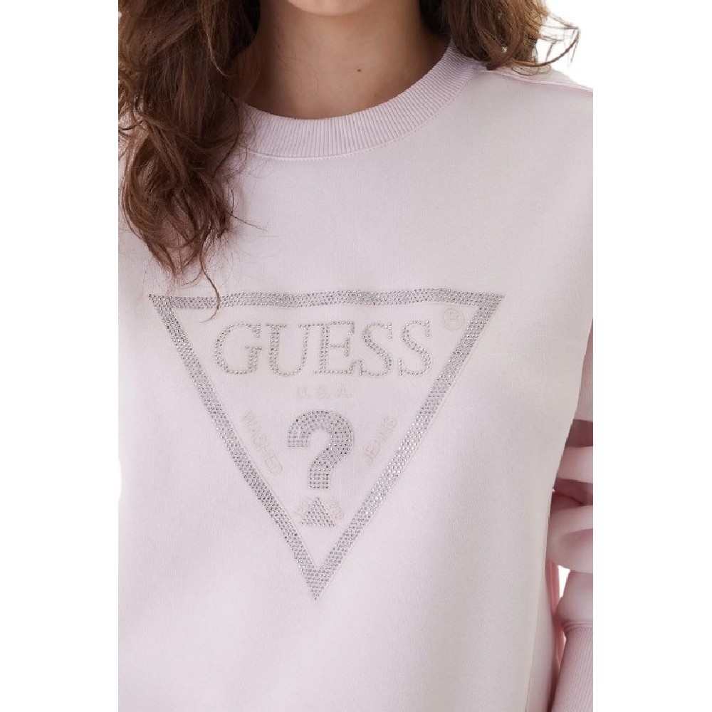 GUESS TRIANGLE STUDS SWEATSHIRT ΦΟΥΤΕΡ ΓΥΝΑΙΚΕΙΟ PINK