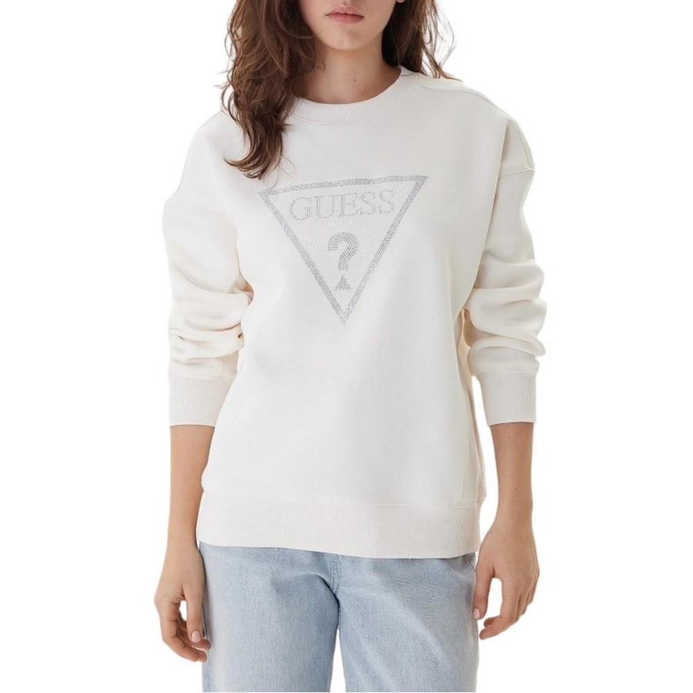 GUESS TRIANGLE STUDS SWEATSHIRT ΦΟΥΤΕΡ ΓΥΝΑΙΚΕΙΟ OFF WHITE