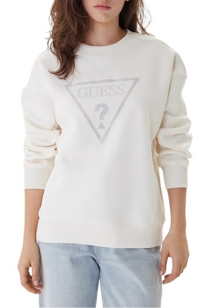 GUESS TRIANGLE STUDS SWEATSHIRT ΦΟΥΤΕΡ ΓΥΝΑΙΚΕΙΟ OFF WHITE