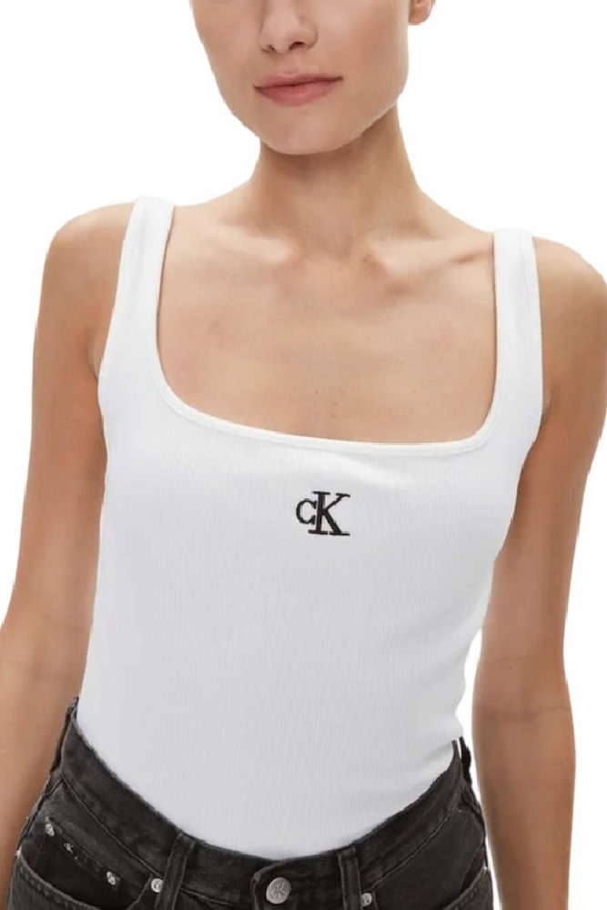 CALVIN KLEIN JEANS RIB TANK TOP ΤΟΠ ΓΥΝΑΙΚΕΙΟ BRIGHT WHITE