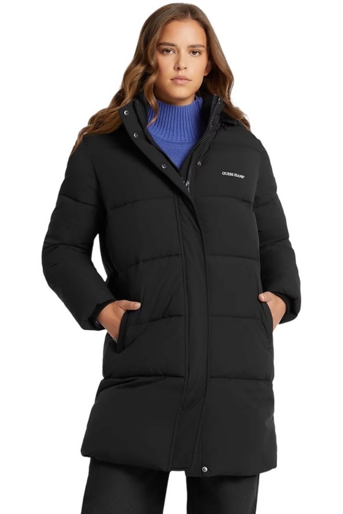 GUESS JEANS MID LENGHT PUFFER JKT ΜΠΟΥΦΑΝ ΓΥΝΑΙΚΕΙΟ BLACK