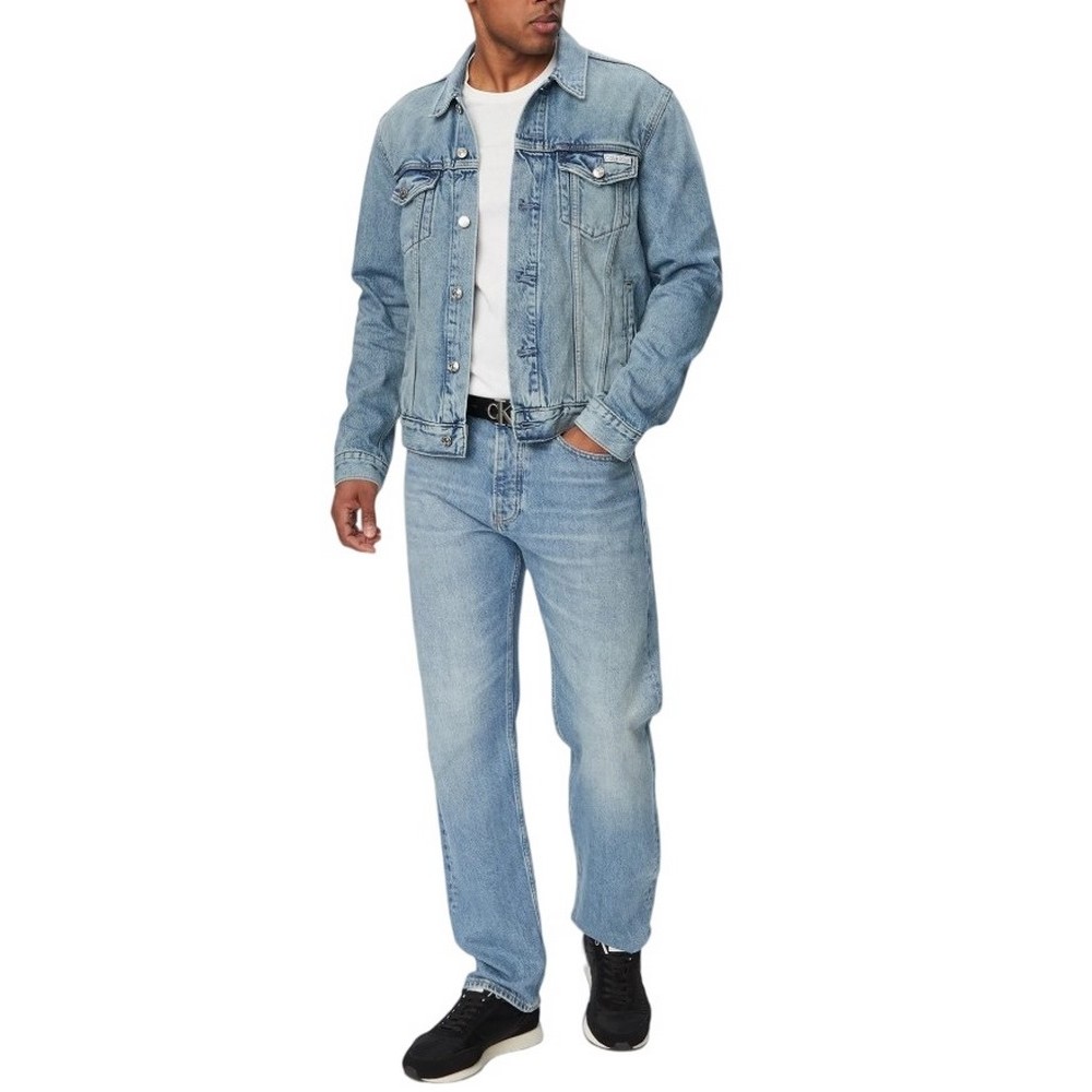 CALVIN KLEIN JEANS ANDREW CLASSIC TRUCKER ΤΖΙΝ ΜΠΟΥΦΑΝ ΑΝΔΡΙΚΟ BLUΕ DENIM