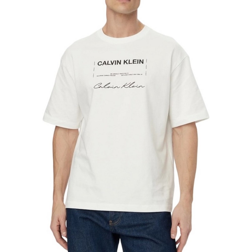 CALVIN KLEIN JEANS 16S APRIL GRAPHIC SEASONAL FASHI T-SHIRT ΜΠΛΟΥΖΑ ΑΝΔΡΙΚΗ BRIGHT WHITE
